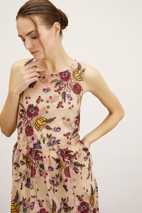 SHORT EMBROIDERED TULLE DRESS RED 5