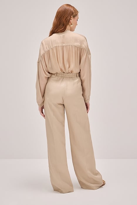 WIDE LEG LINEN BLEND TROUSERS NATURAL 3