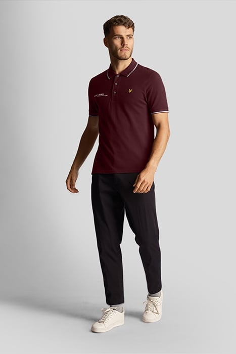CO-ORDINATE PRINT TIPPED POLO SHIRT BURGUNDY/ MID GREY MARL 3