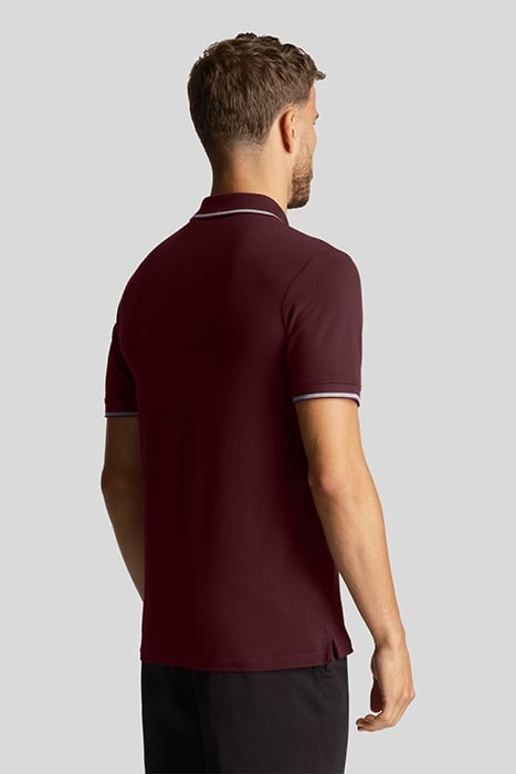 CO-ORDINATE PRINT TIPPED POLO SHIRT BURGUNDY/ MID GREY MARL 2
