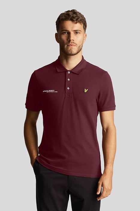 CO-ORDINATE PRINT PLAIN POLO SHIRT BURGUNDY 1