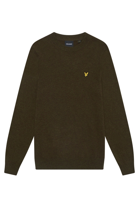 LAMBSWOOL BLEND CREW NECK JUMPER OLIVE MARL 4
