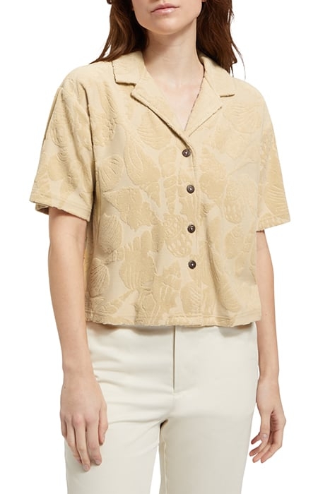 JACQUARD TOWELING CAMP SHIRT MOCCA 1