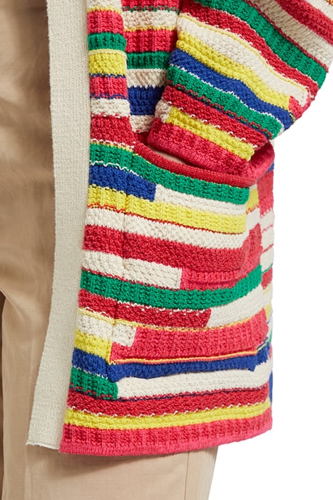 MULTICOLOURED INTARSIA KNITTED CARDIGAN MULTI STRIPE 7