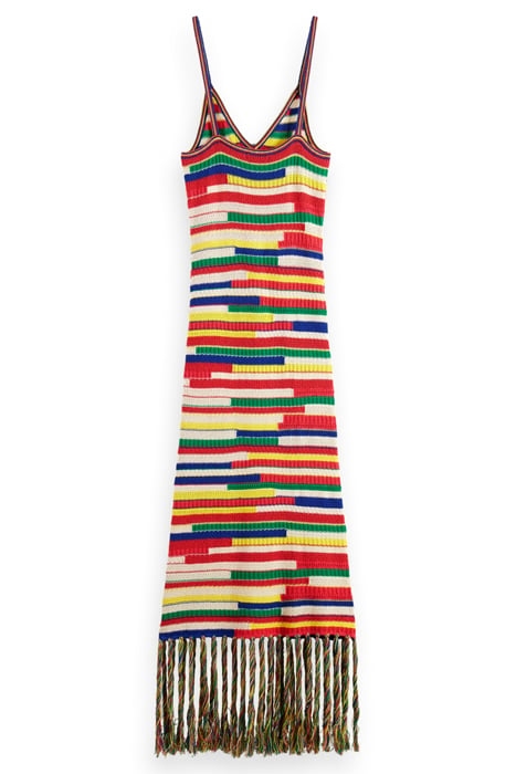 MULTICOLOURED INTARSIA KNITTED DRESS MULTI STRIPE 4