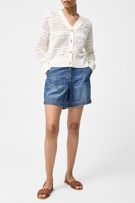 CROCHET BOBBLE KNIT CARDIGAN SUMMER WHITE 1