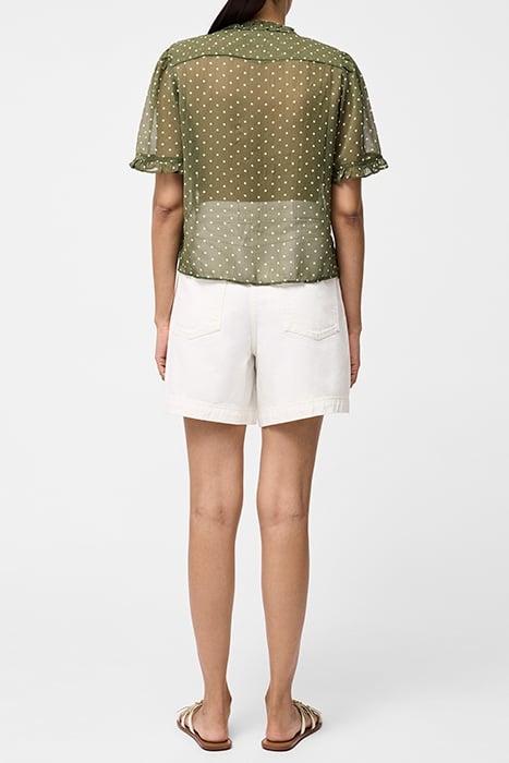 POLKA DOT SHORT SLEEVE RUFFLE TOP SZ18 KHAKI/SUMMER 3