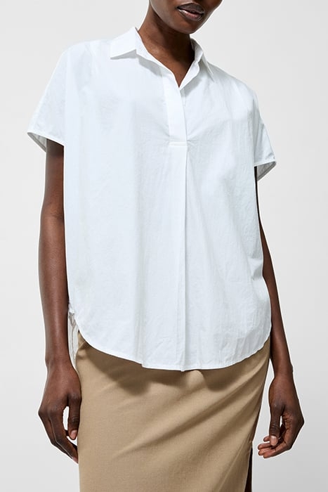 BRODERIE BACK SHORT SLEEVE POPOVER SHIRT LINEN WHITE 1