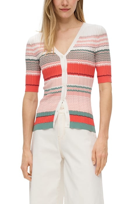 S.OLIVER CARDIGAN RED-CORAL-WHITE 1