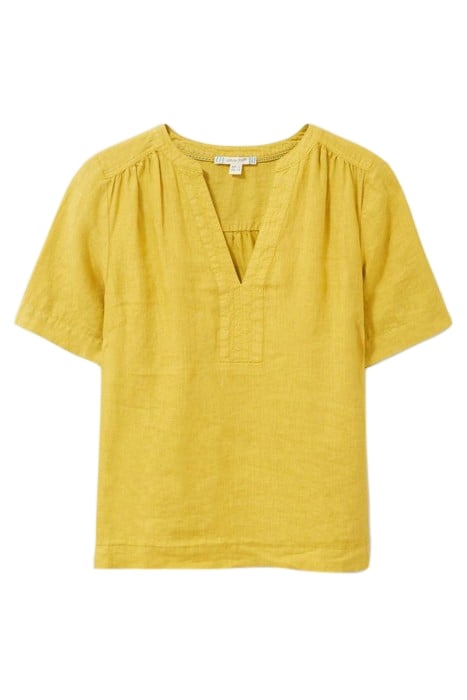 JUNE LINEN TOP MID CHARTREUSE 2