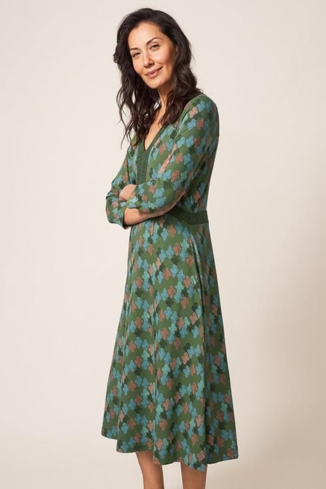 ESME JERSEY MIDI DRESS GREEN MULTI 3