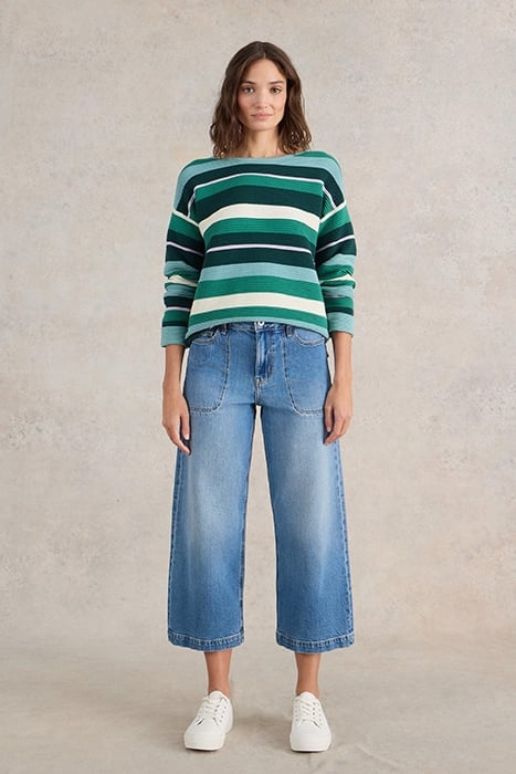 JANA STRIPE JUMPER GREEN MULTI 1