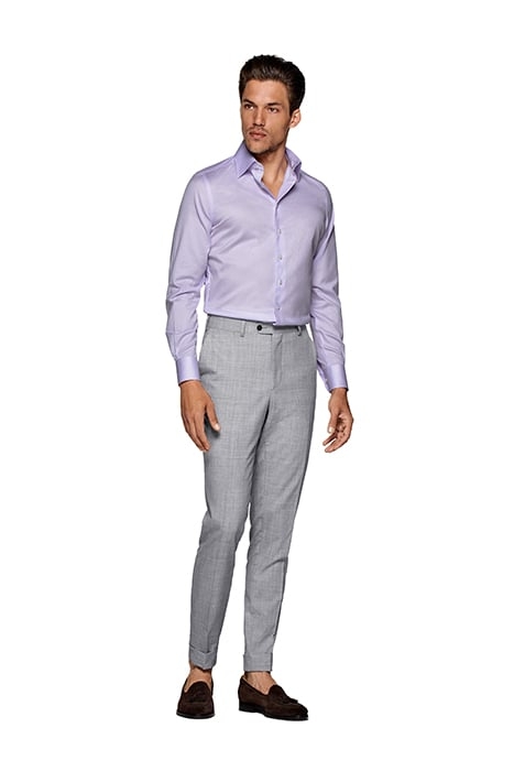 PURPLE STRIPED TWILL SLIM FIT SHIRT 5