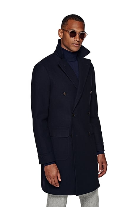 NAVY HERRINGBONE POLO COAT 1