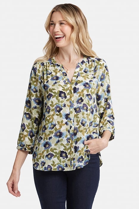PINTUCK BLOUSE INDIGO BLOOMS 1