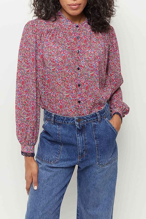CALY - FUCHSIA SHIRT WITH ROMANTIC RECYCLED FOLIAGE PRINT 1