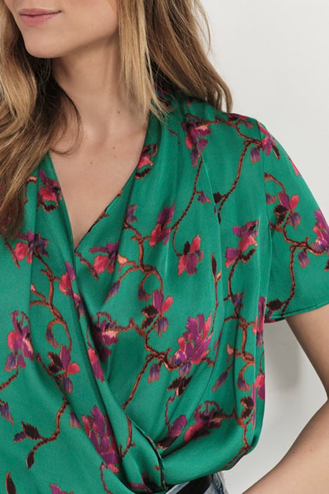 COREY - GREEN GRASS LENZING™ ECOVERO™ FESTIVE FLOWER PRINT T 3