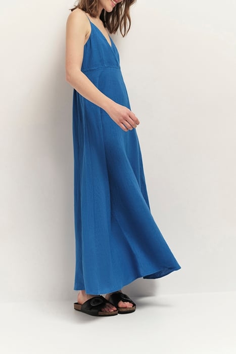 RIMINI - SANTORIN BLUE MAXI DRESS WITH THIN LINEN STRAPS 4
