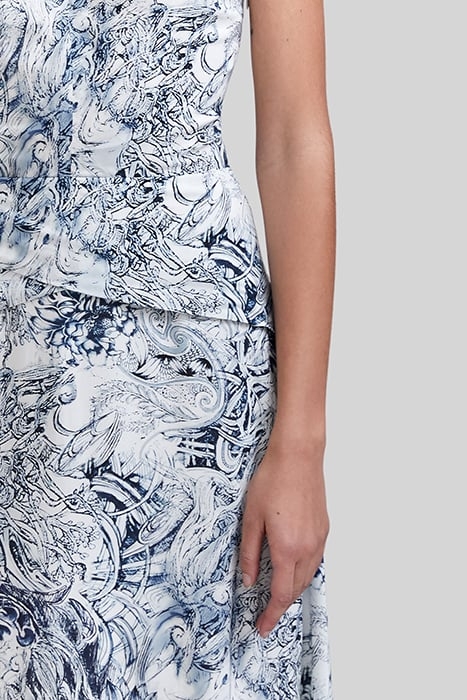 ECRU LENZING™ ECOVERO™ TATTOO-PRINT DRESS 6