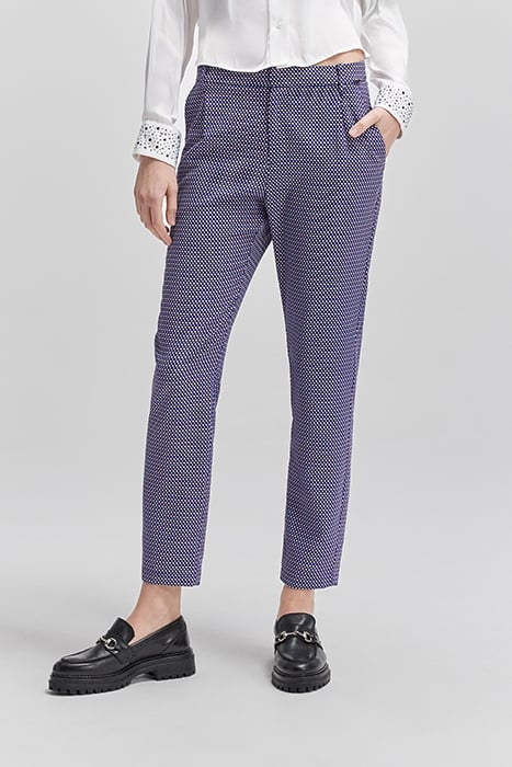 WHITE LENZING™ ECOVERO™ TROUSERS WITH OPTIC PRINT 1