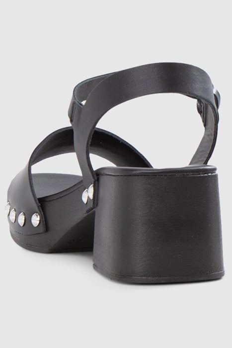 BLACK LEATHER SANDALS WITH WOODEN HEELS 3