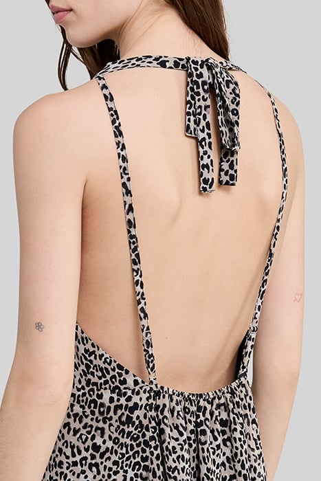 BLACK RECYCLED LONG DRESS, ROCK LEOPARD PRINT 6