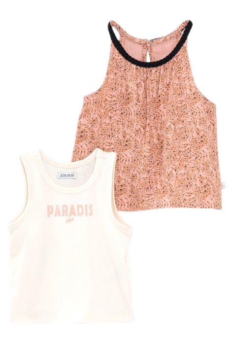 BABY GIRLS’ 2-IN-1 PEACH PRINT TOP AND ECRU VEST TOP 1