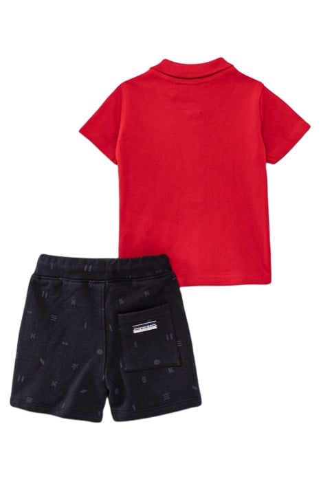 BABY BOYS' RED POLO SHIRT AND NAVY BERMUDA SHORTS OUTFIT 2