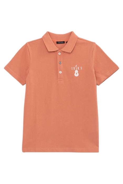 BOYS’ TERRACOTTA COTTON POLO SHIRT WITH EMBROIDERED GUITAR 1
