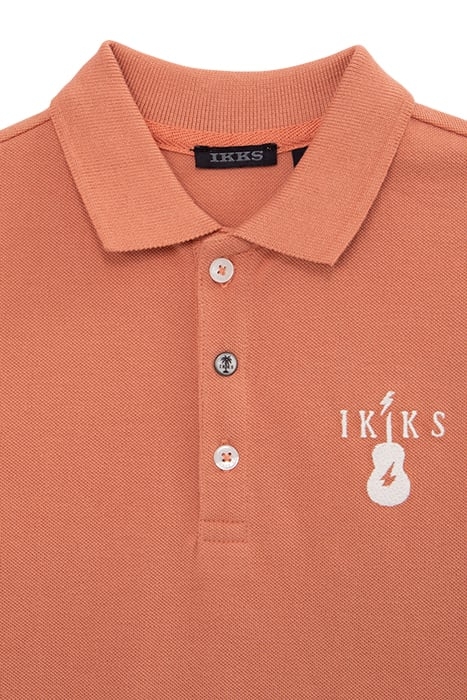 BOYS’ TERRACOTTA COTTON POLO SHIRT WITH EMBROIDERED GUITAR 3