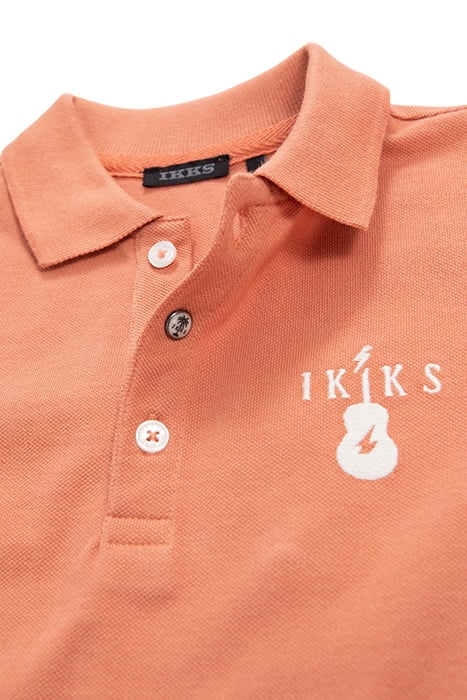 BOYS’ TERRACOTTA COTTON POLO SHIRT WITH EMBROIDERED GUITAR 4