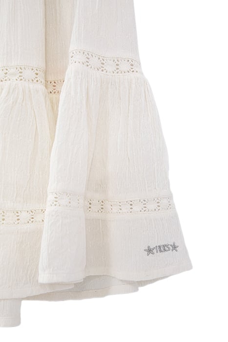 GIRLS’ OFF-WHITE LONG SKIRT WITH LACE AND SMOCKED WAIST 4