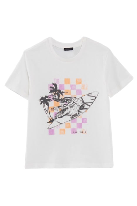 BOYS’ WHITE T-SHIRT WITH CROCODILE-SURFER IMAGE 1