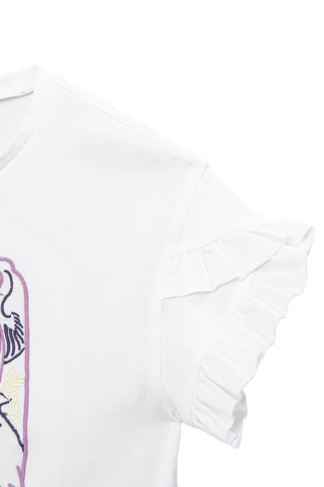GIRLS’ OFF-WHITE T-SHIRT WITH FLORAL EMBROIDERY 4