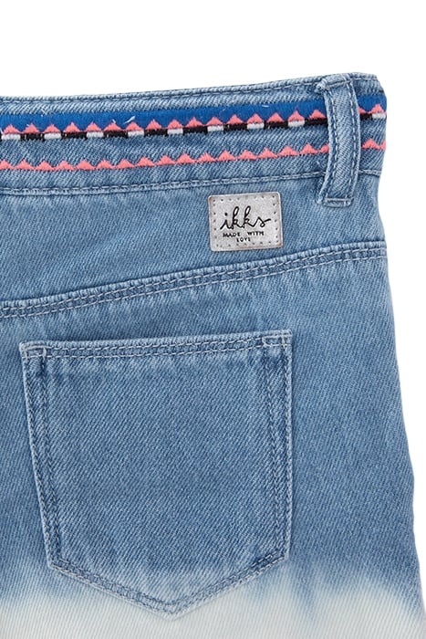 GIRLS’ DEEP-DYE WATERLESS DENIM SHORTS, EMBROIDERED WAIST 6
