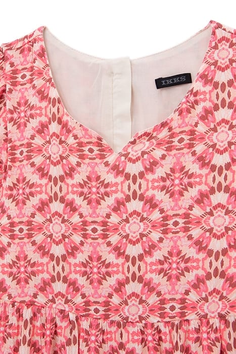 GIRLS’ PINK LONG DRESS WITH ETHNIC PRINT 3