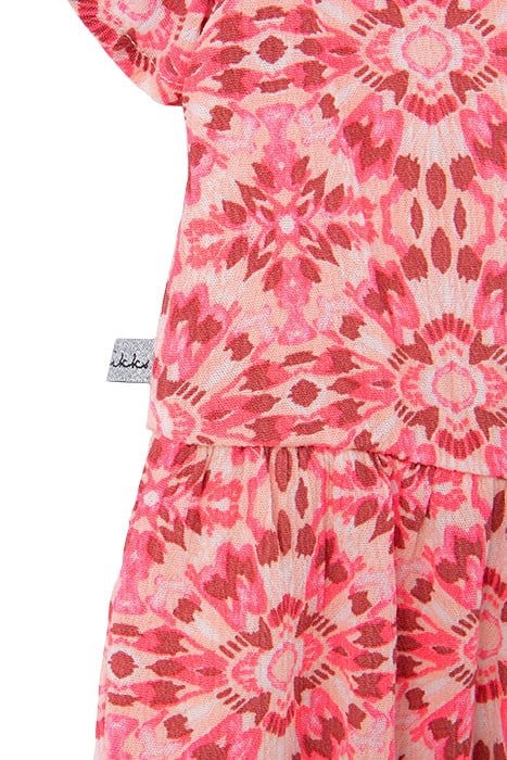 GIRLS’ PINK LONG DRESS WITH ETHNIC PRINT 7