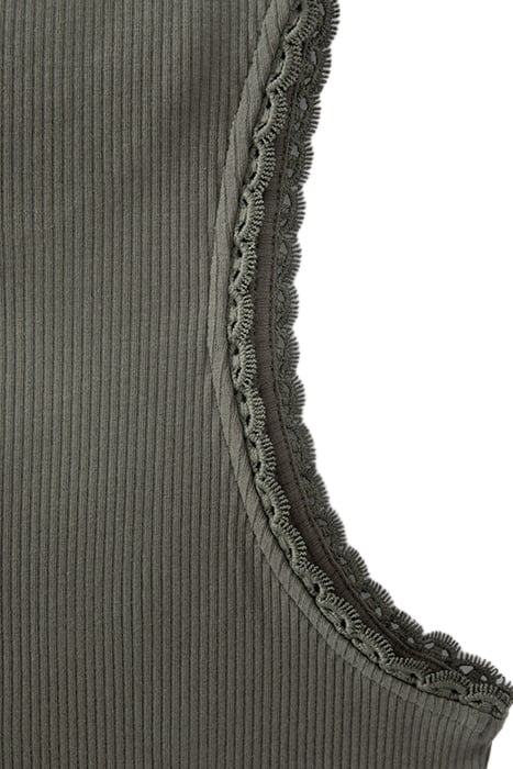 GIRLS’ KHAKI VEST TOP WITH LACE ON ARMHOLES 5