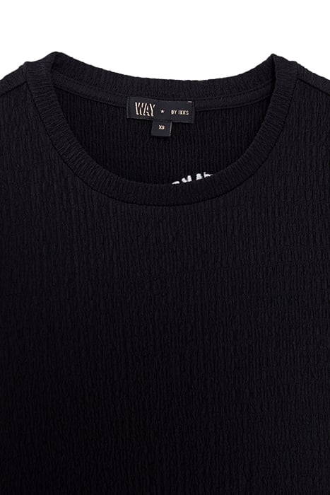 GIRLS' BLACK CHECKERBOARD ELASTICATED CROPPED T-SHIRT 3