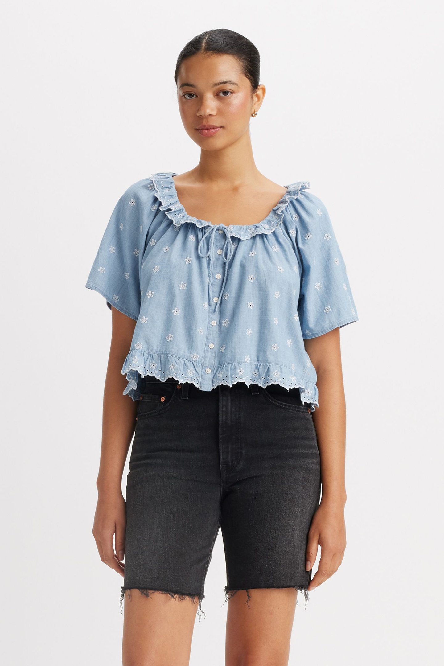 LYKA SHORT SLEEVE LIGHTWEIGHT BLOUSE 1