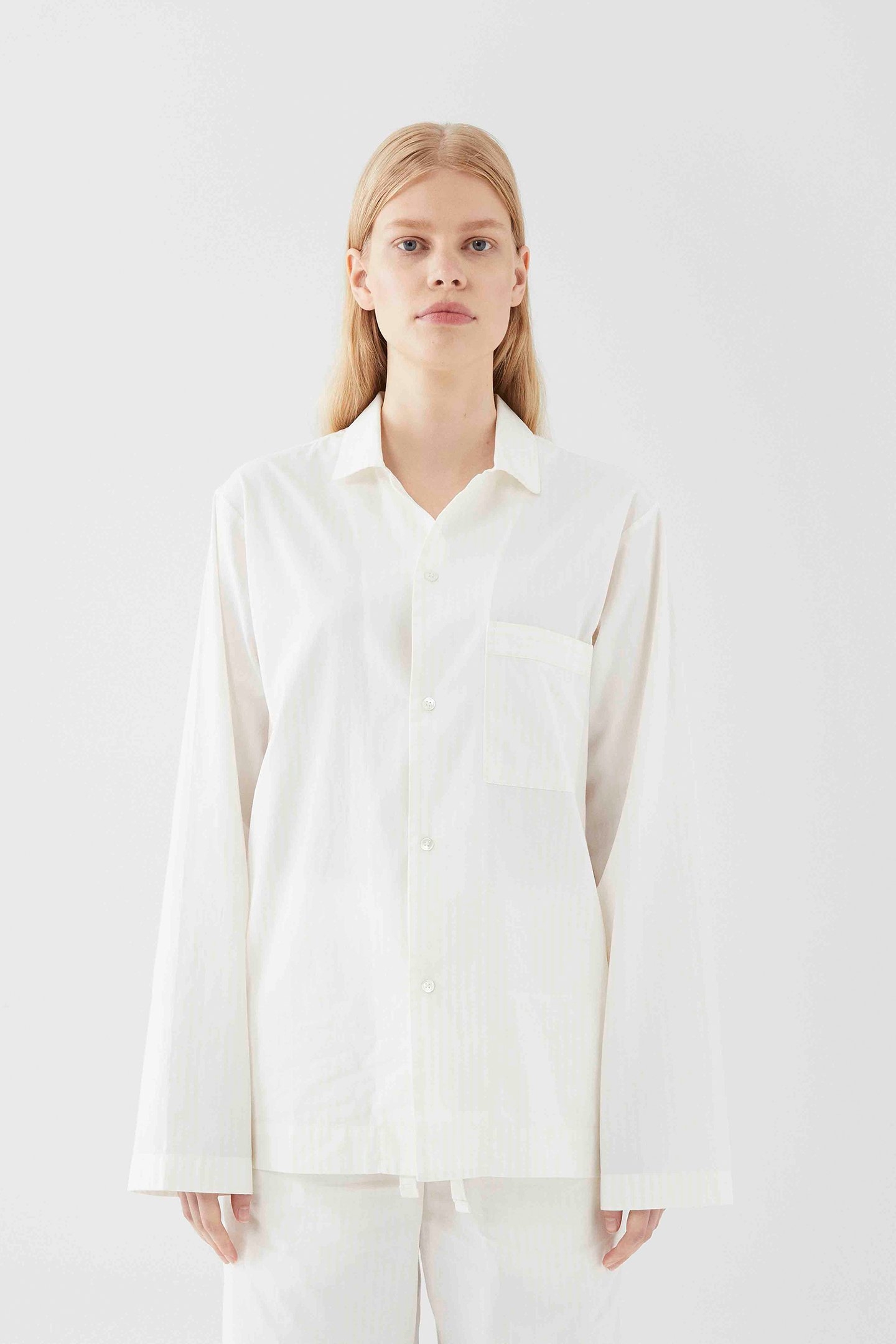 UNISEX POPLIN, PYJAMAS SHIRT MORNING WHITE 1