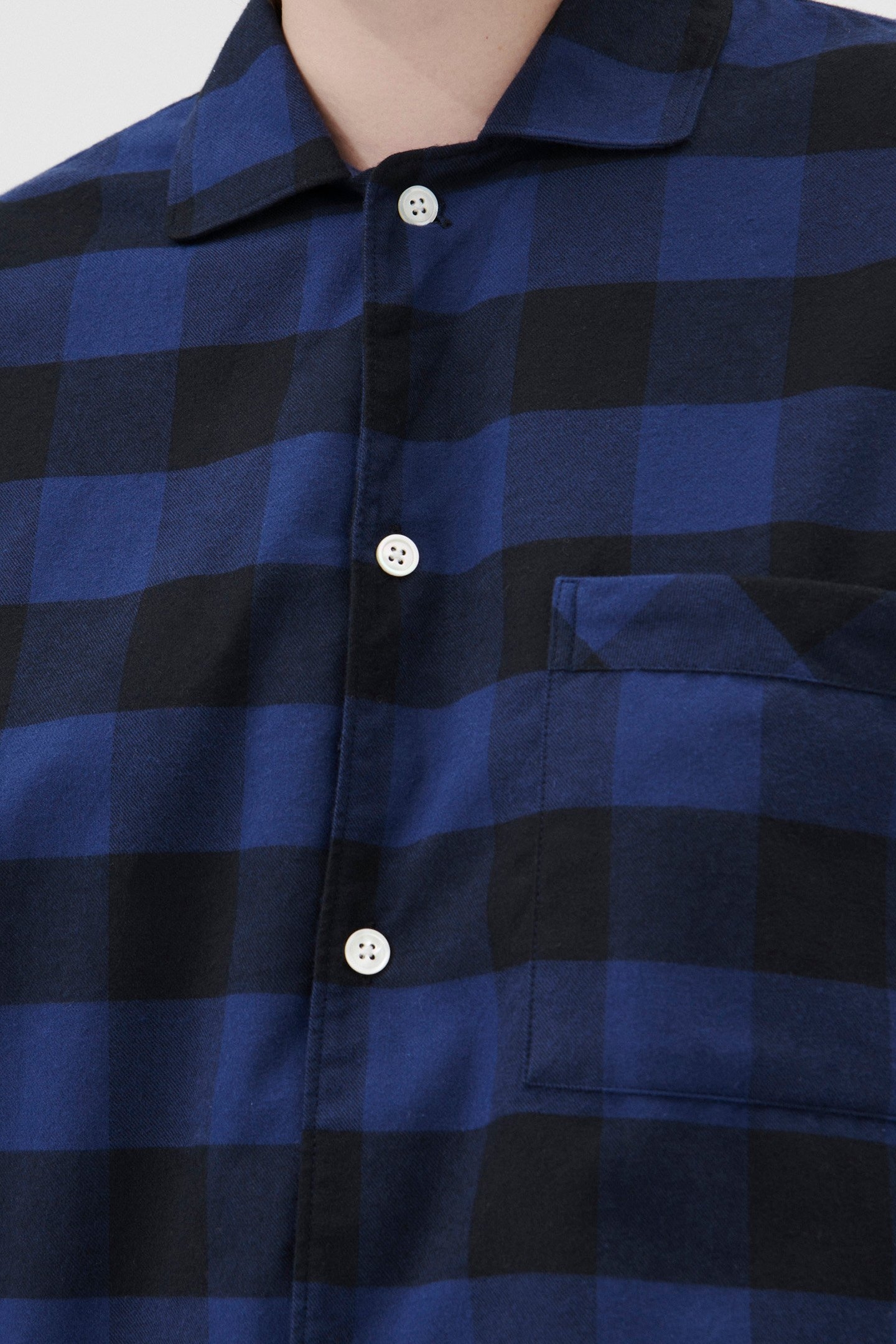 UNISEX FLANNEL, PYJAMAS SHIRT BLUE GINGHAM 2