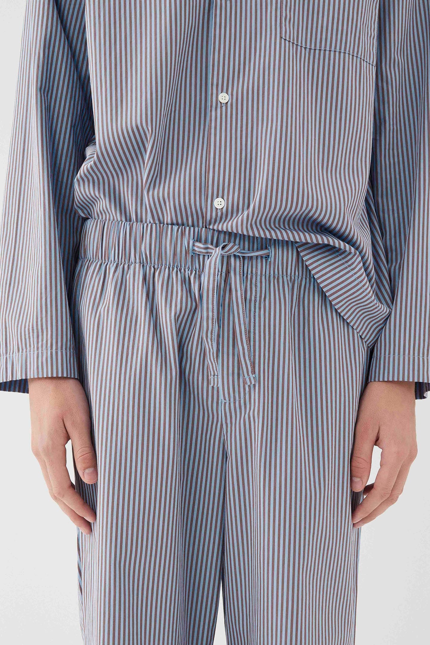 UNISEX POPLIN, PYJAMAS PANTS BROWN BLUE 1