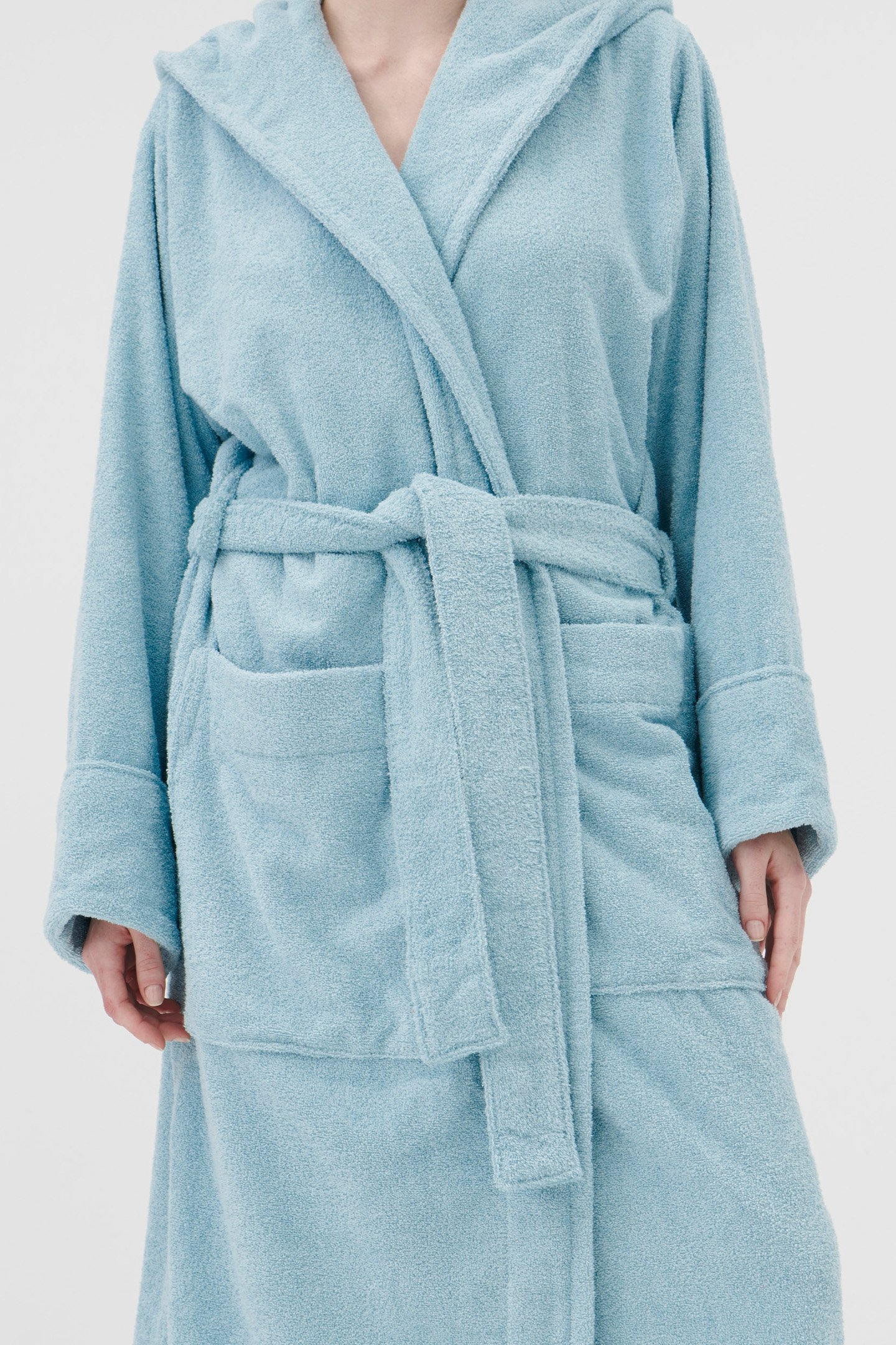 UNISEX HOODED BATHROBE AQUA 1