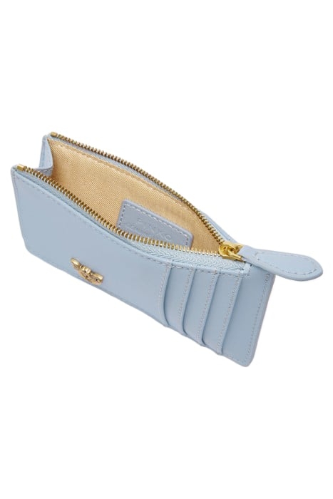 AIRONE CARDHOLDER SHEEP NAPPA LIGHT BLUE-ANTIQUE GOLD 3