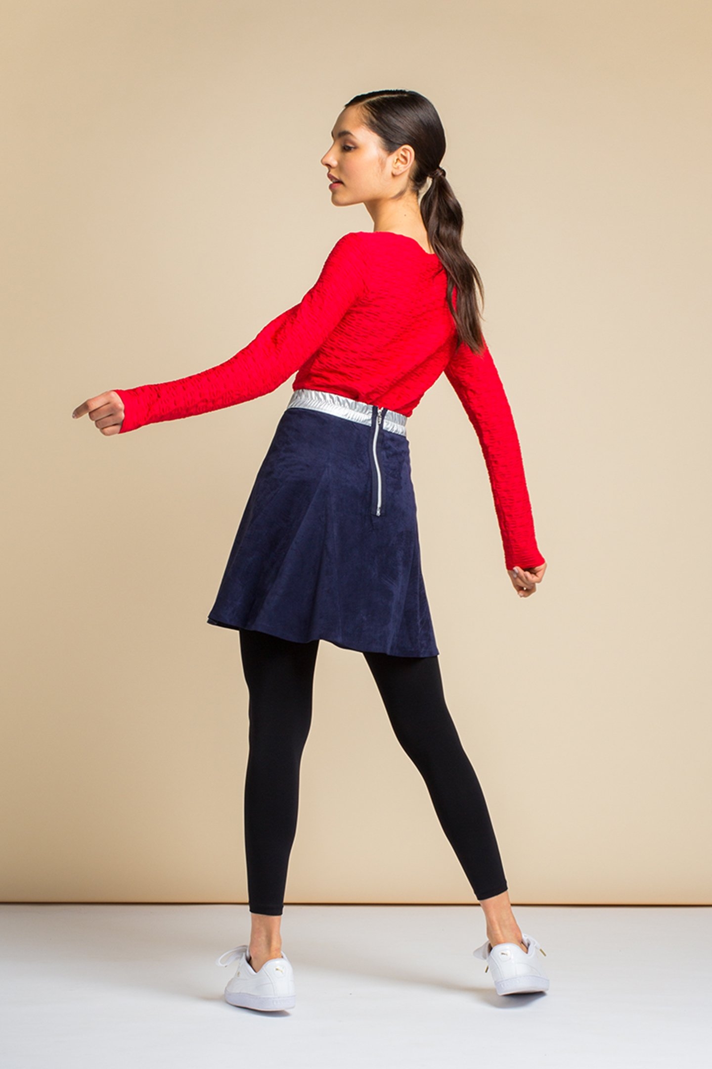 SKIRT SILVER SUEDE INDIGO BLUE 2