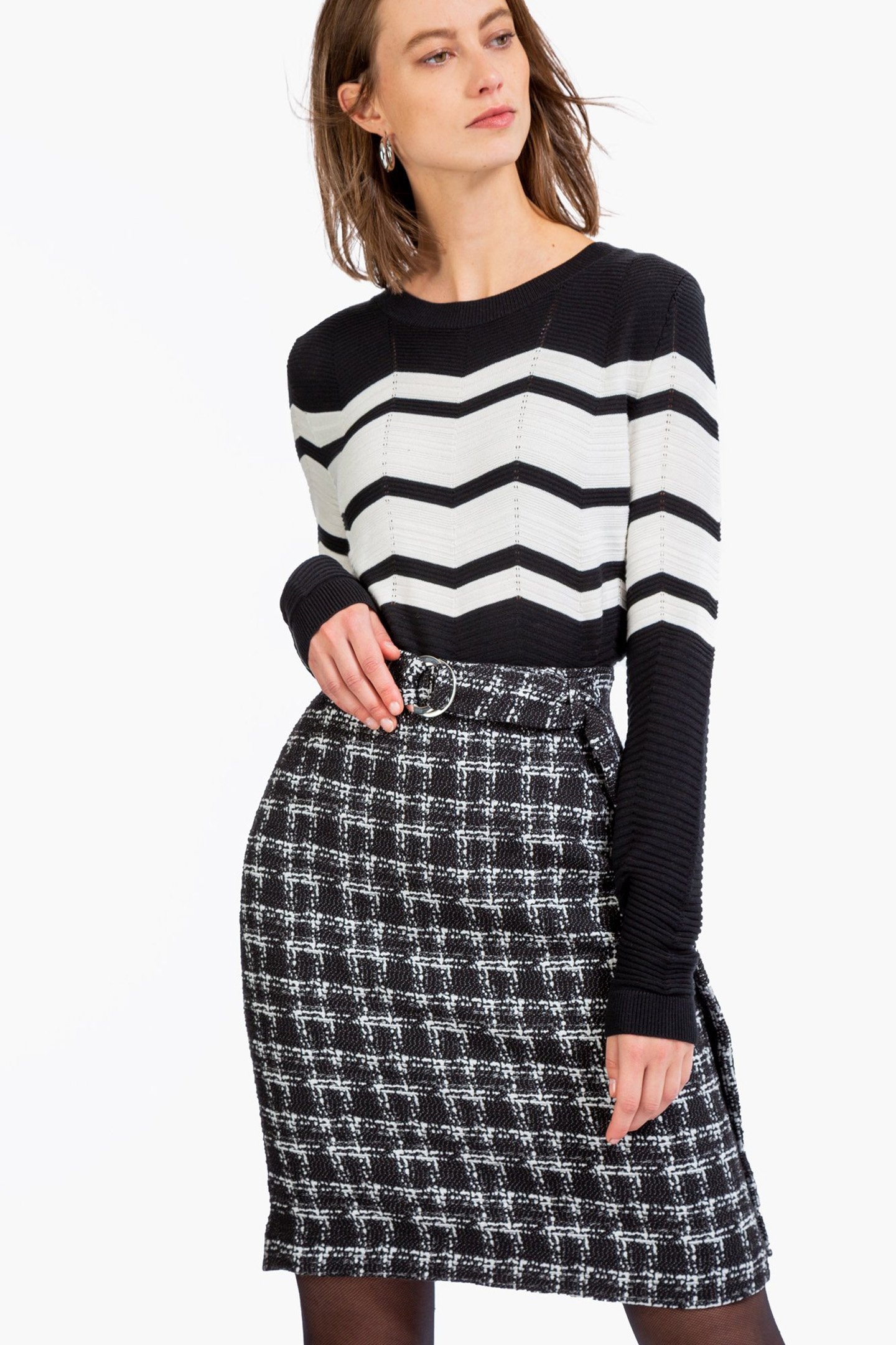 SKIRT TWEED CHECK BLACK/ECRU 1