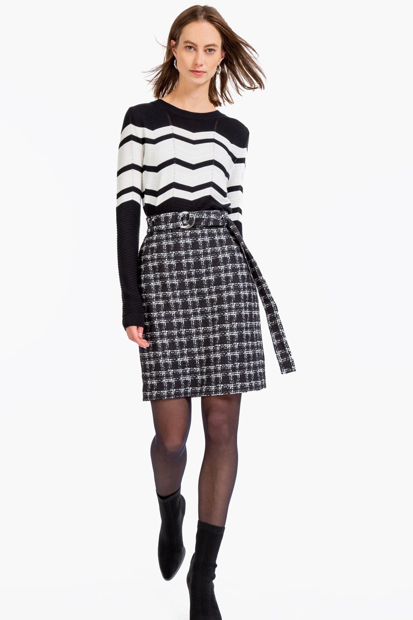 SKIRT TWEED CHECK BLACK/ECRU 2