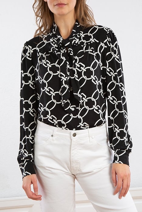 BLOUSE CHAIN BOW BLACK/ECRU 1