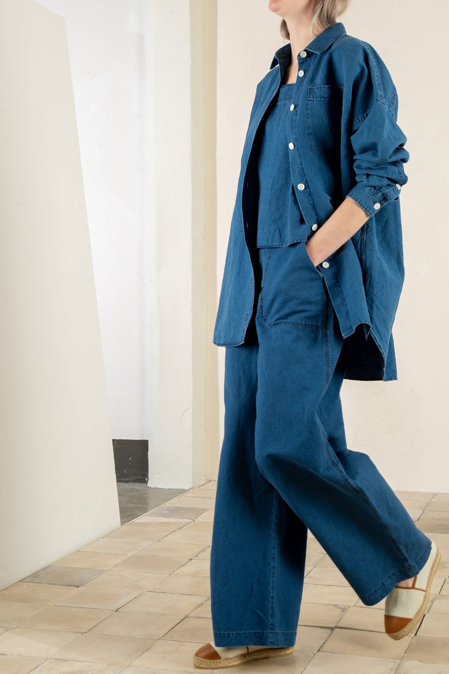 WIDE DENIM BLOUSE LINEN BLUE 3